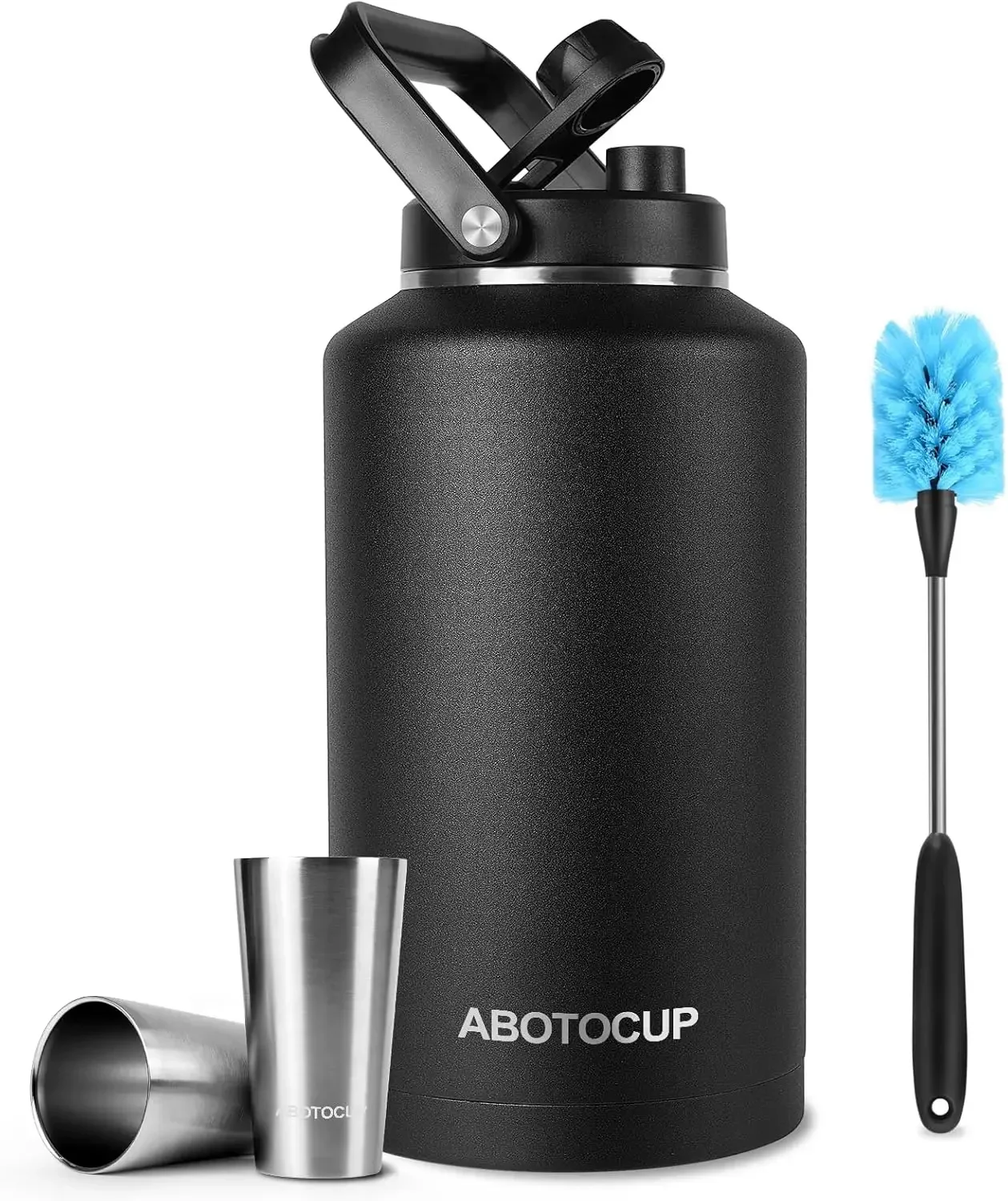 

2 Gallon Water Jug with Wide Mouth, 256oz Insulated Water Bottle Keep Cold24h&Hot12h, Comes with Ergonomic Handle, Two Double Wa