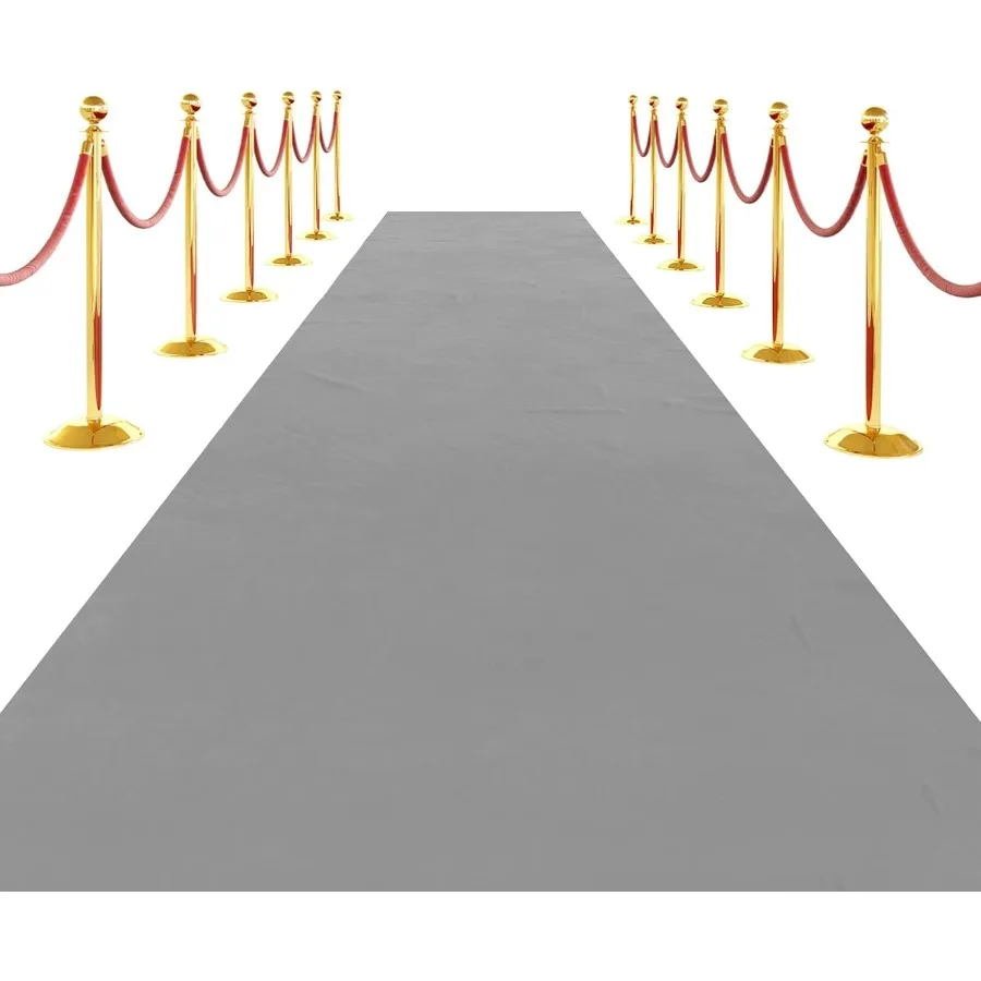 

Grey Carpet Runner Rug for Party 3 x 33 ft Felt Aisle Runner with Carpet Tape Stage Door Entrance Cover for Movie Theme Party W