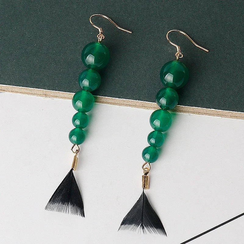 Pendientes de Cosplay de Anime Inuyasha Sit boy, colgante de pluma de ágata KAGURA, Clips para las orejas, tachuelas para las orejas, accesorios de joyería, regalos