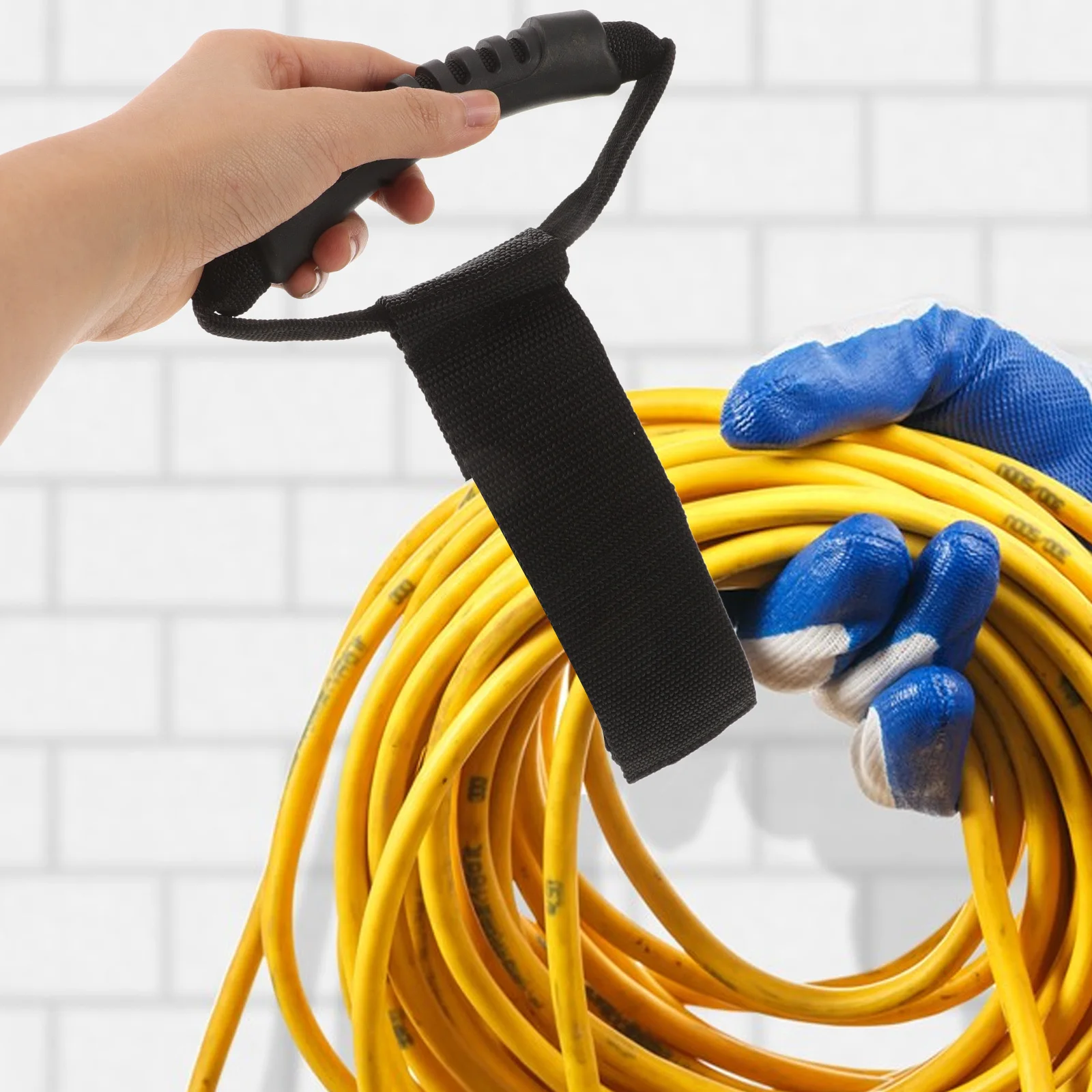 

2pcs Heavy Duty Storage Straps Black S Size Garden Hose ganizer Carabiner Extension Cord Water Hose Storage Straps Cable Strap