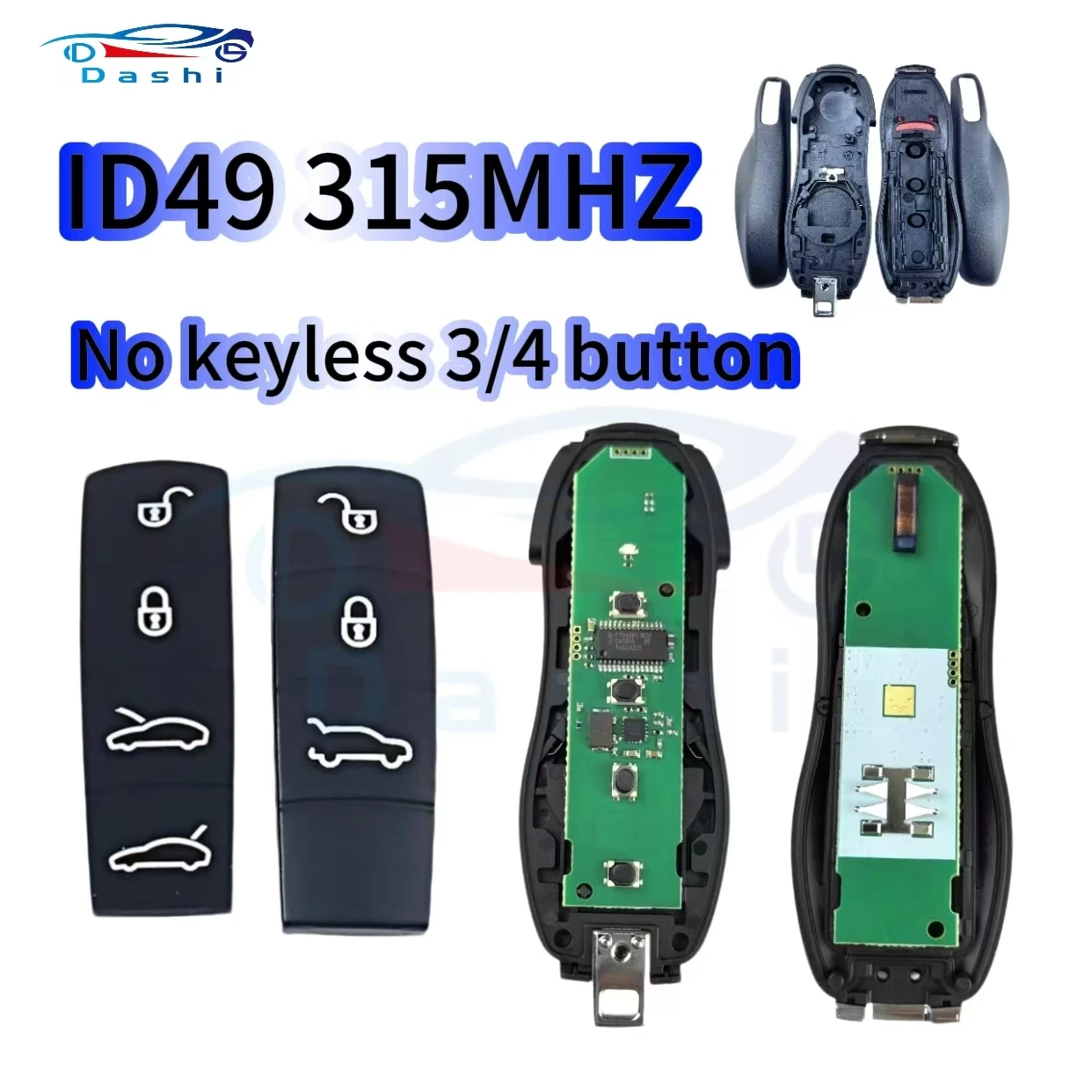 Da Shi  3/4 Buttons  For Porsche Panamera 2010-2018 KR55WK50138 Remote Key Fob ASK Keyless Entry Go  315MHz PCF7945P 49 Chip