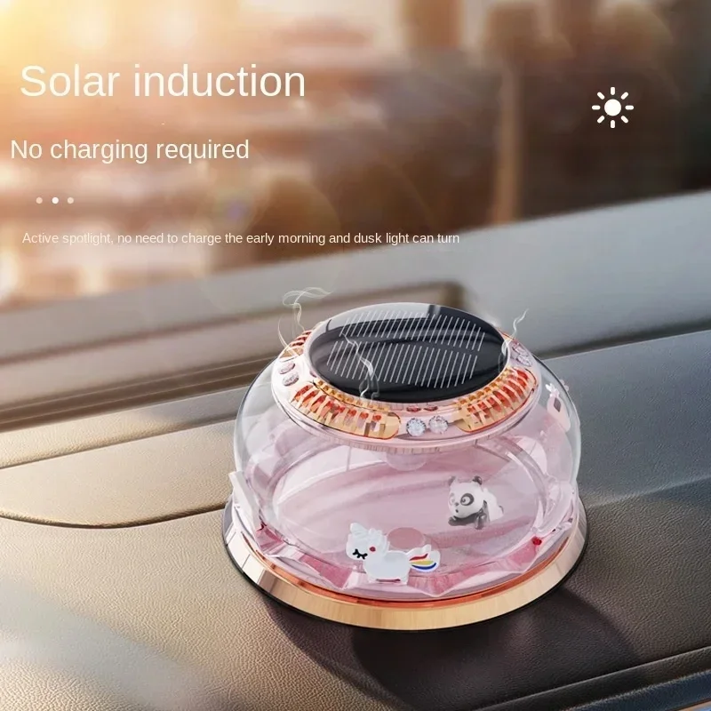 Solar Car Aromatherapy Floating Rotating Perfume Ornaments Air Freshener Essential Oil Diffuser Decoration Accessories Interior