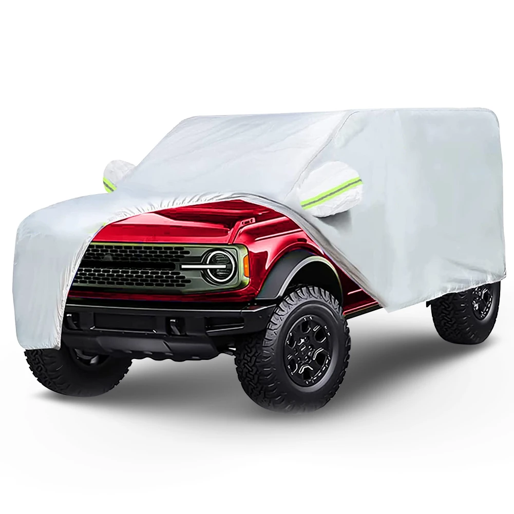 210T Waterproof Full Car Cover for Ford Bronco 2 Door/ 4 Door 2021-2022 Auto All Weather Protection Cover Outdoor Snow Rain Dust