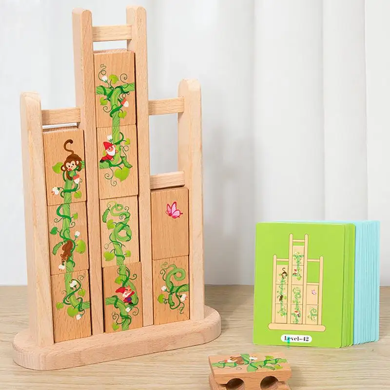 Juego de mesa de apilamiento, bloques de caída, juegos de mesa, bloques de construcción apilables de madera, juego de mesa educativo familiar para niños de 3 años o más