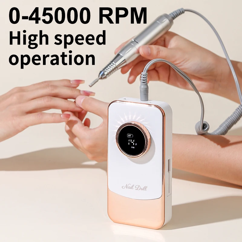 45000 RPM oplaadbare elektrische nagelboorinstallatie Professionele nagelpolijstvijl Geluidsarme polijstmachine voor nagelsalongereedschap