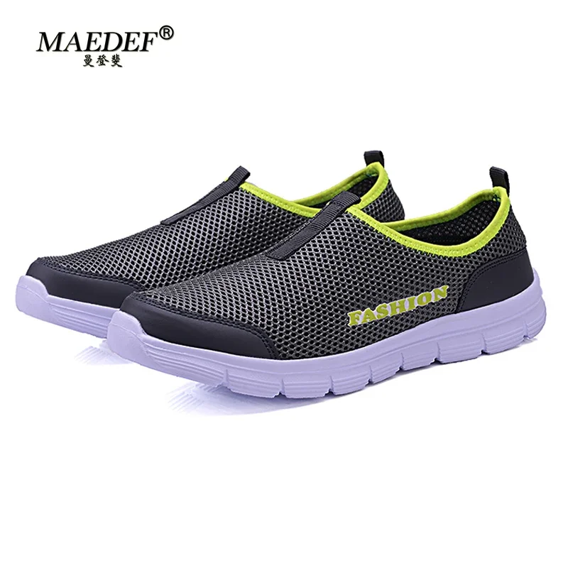 MAEDEF-Tênis casuais para homens, sapatos de caminhada resistentes ao desgaste, tênis antiderrapante, malha plana, tênis masculino respirável, ao ar livre