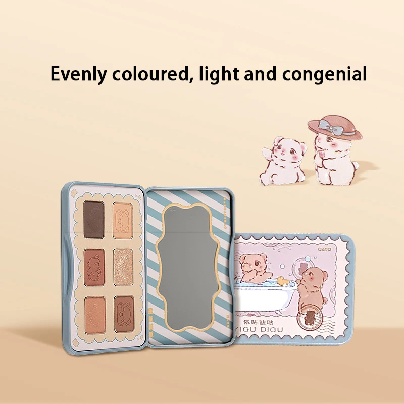 YIGUDIGU Sparkle Glitter sombra de ojos mate nacarado paleta de 6 colores diamante brillante contorno sombra ahumada cosméticos