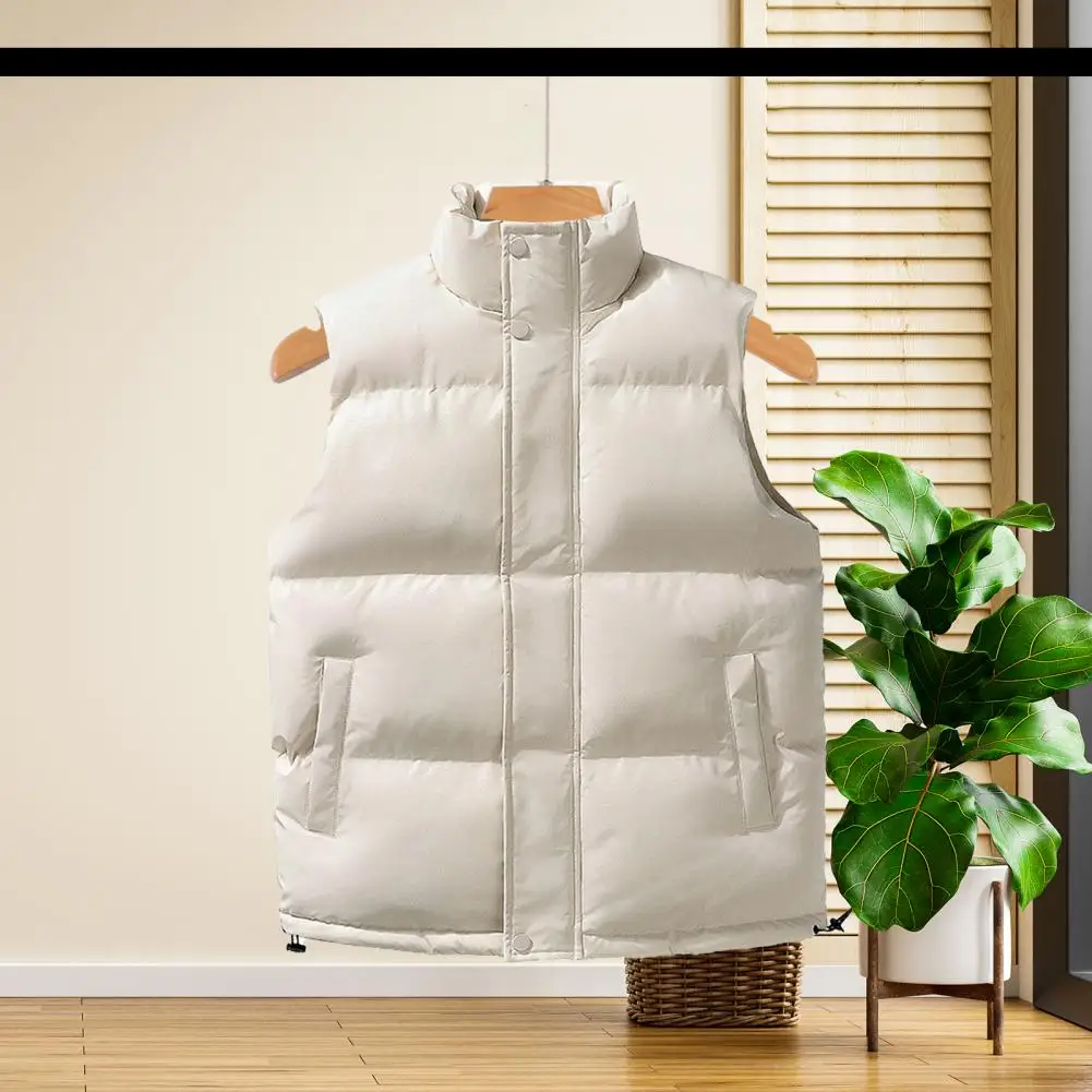 

Men Down Waistcoat Men's Stand Collar Down Waistcoat with Pockets Sleeveless Zipper Closure Winter Vest Coat for Cold Weather