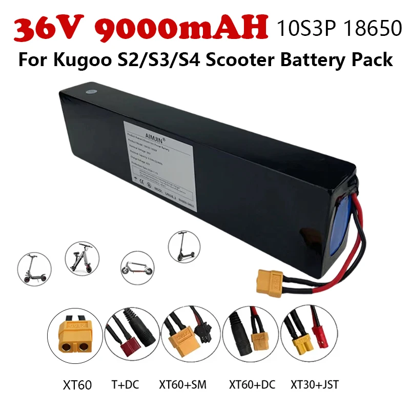 

10S3P 36V 9000mAh 18650 Lithium Battery Pack For Kugoo S2 / S3 / S4 / M2 Scooter Battery etc accessories with BMS