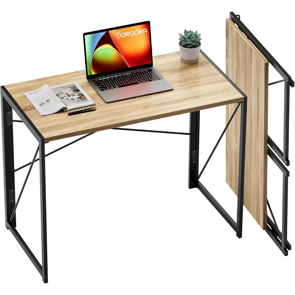

Folding Desk 31.5 inch Foldable Small Portable Computer Desks, Spaces Saving Writing Sturdy Table for Bedroom, Home Office, Dor