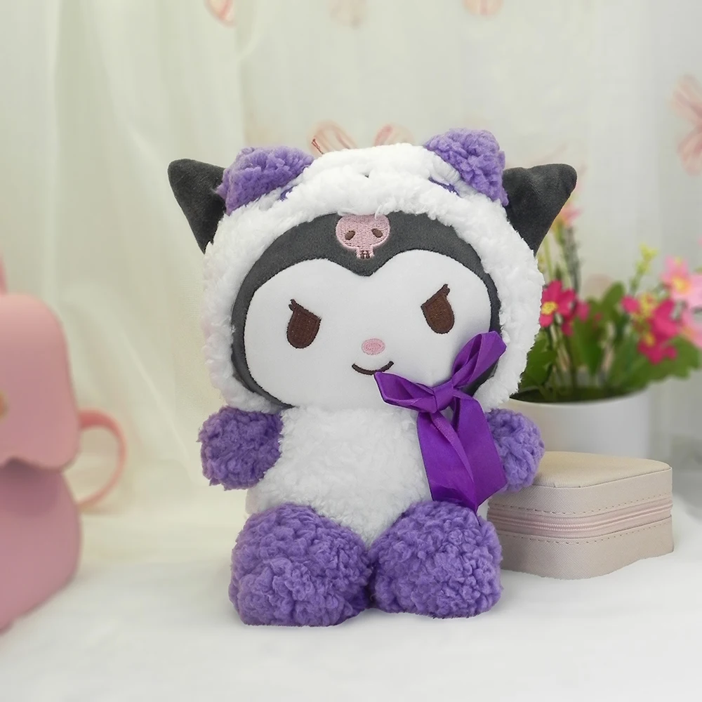 Mainan boneka mewah Sanrio 20cm boneka Anime Kuromi lucu boneka kartun Kuromi mainan hadiah Natal bantal anak-anak boneka lembut