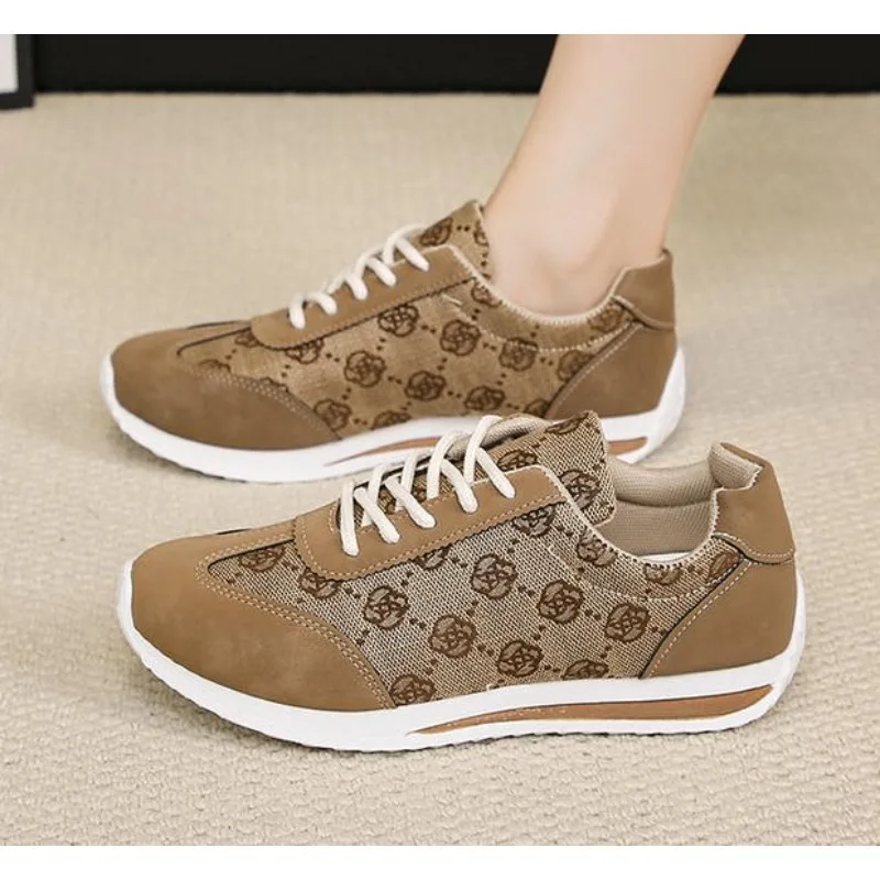 Women Thick Soled Cross Round Head Thin Fashion Shoes Women Comfortable Breathable Casual Wear-resistant Shoes Zapatos De Mujer
