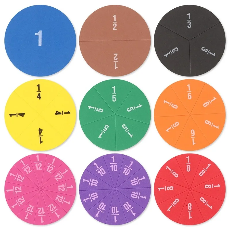 51Pcs Fractions Math Teaching Tool EVA Round Shape Instrument Kids Children Early Educational Math Development STEM Toy Gifts