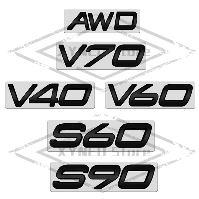 Car Sticker Metal For Volvo XC40 XC60 XC90 XC70 S60 S90 V40 V60 V70 D2 D3 D4 D5 D6 D7 D8 AWD Glossy Black Emblem Trunk Decal