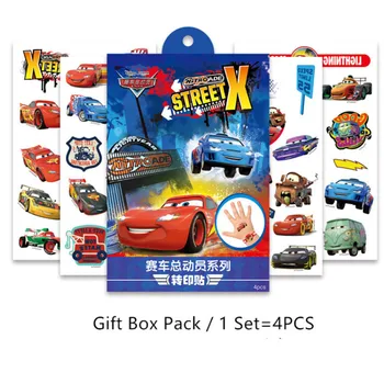 Disney Kids Temporary Tattoo Stickers Baby Boy Toy Pixar Car Body Art Waterproof Tattoo Stickers With Gift Box