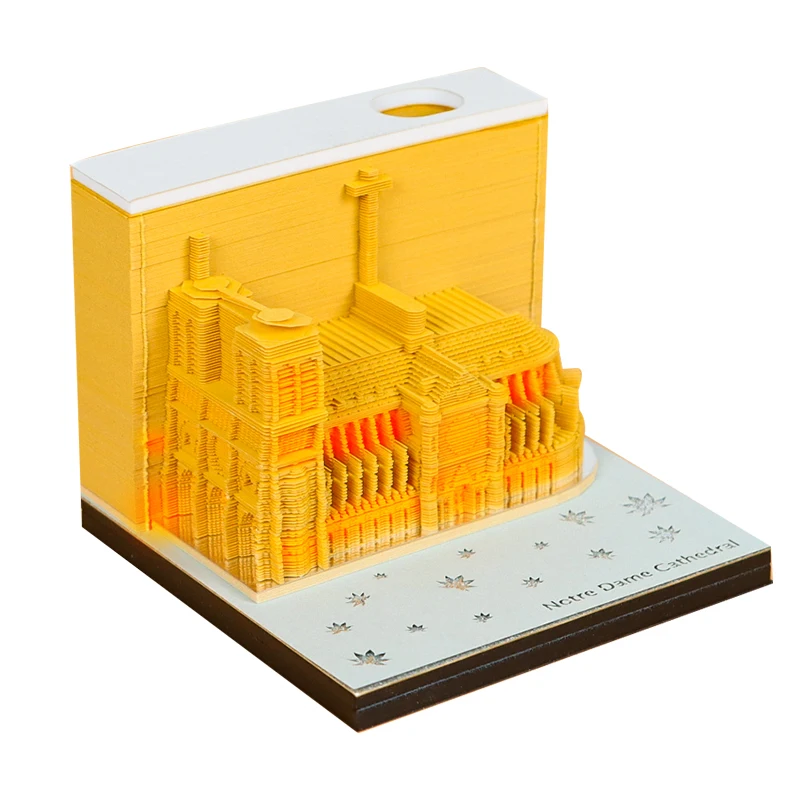 

Omoshiroi Block 3D Notepad Notre Dame Cathedral In Paris Miniature 3D Memo Pads Custom Block Notes Paper Accessories Toys Gift