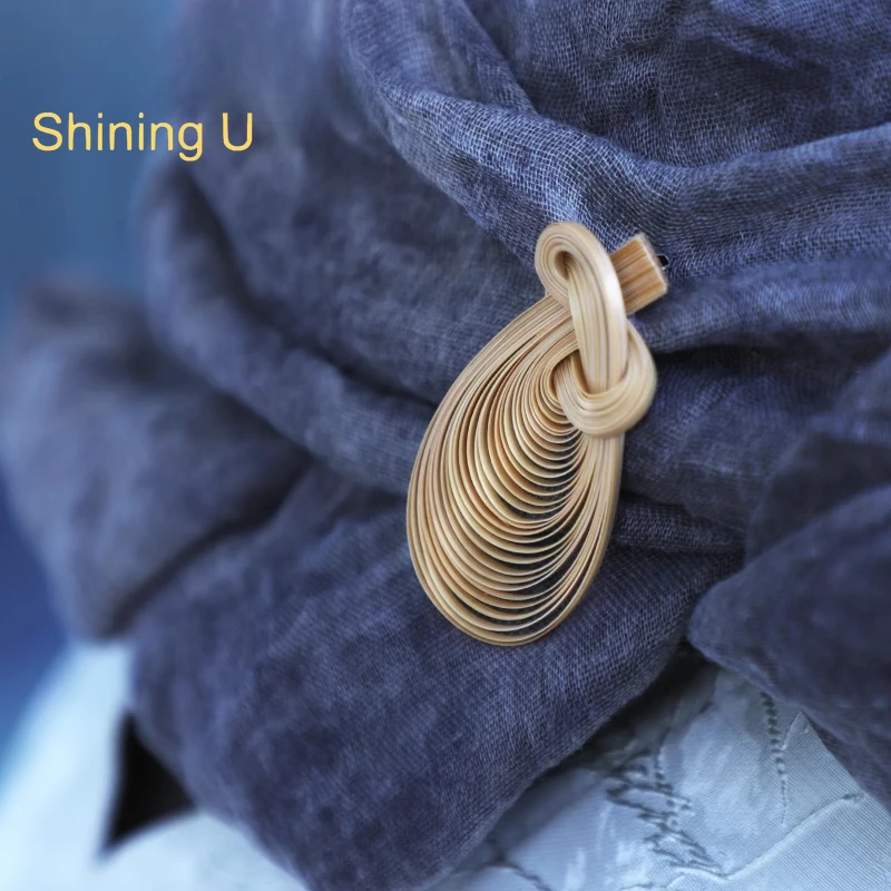 

Shining U Hand Made Bamboo Brooch Earrings for Women Fine Accessory New Chinese Style Gift Handicraft