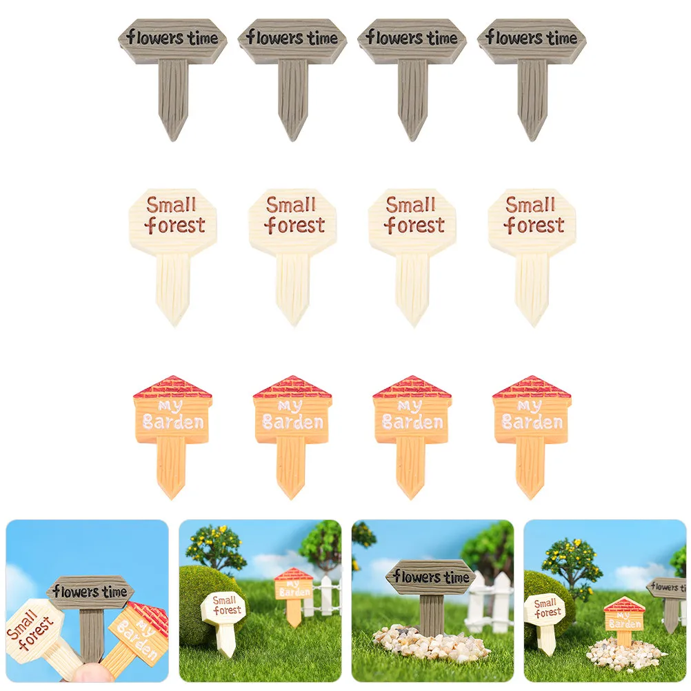 

12Pcs Resin Succulent Plant Signpost Garden Decor Micro Landscape Direction Board Ornaments Home Decoration