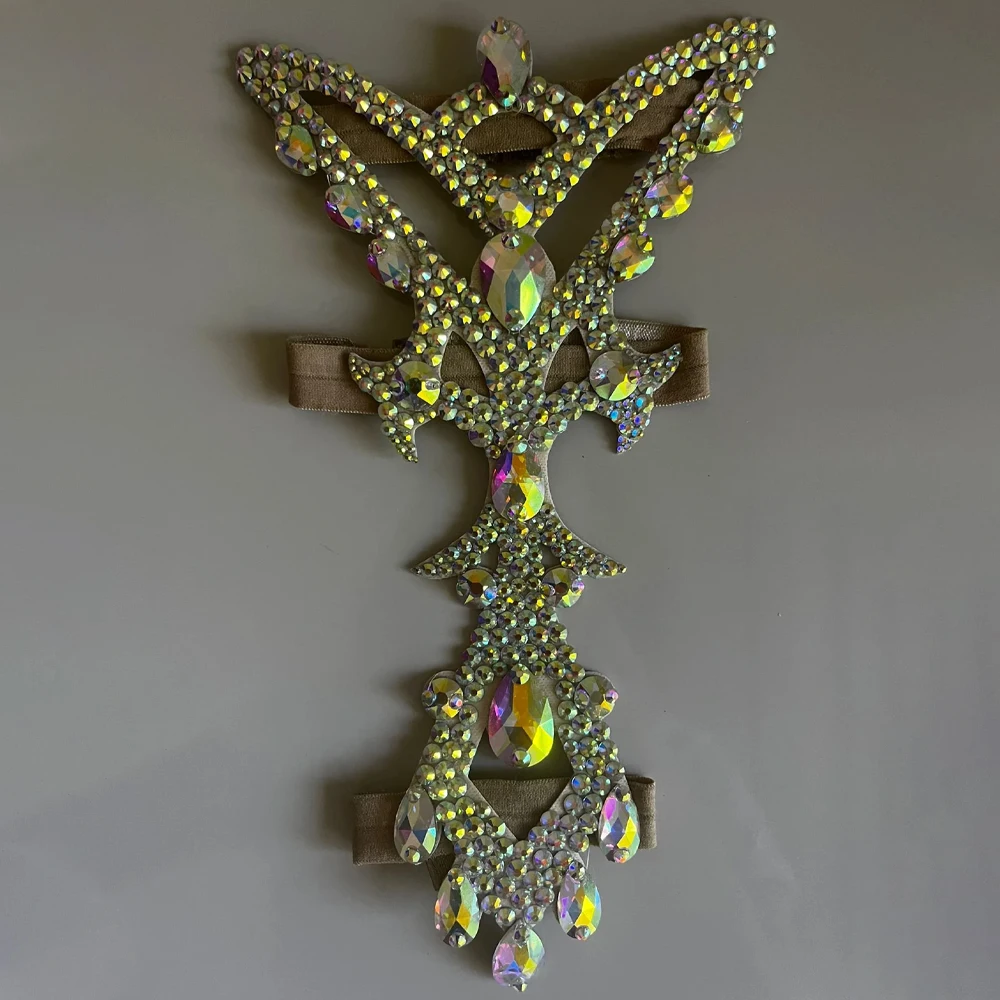 Colorful Crystal Exaggerate Thigh Chain Elastic Body Accessories Festival Women Hollow Belly Dance Leg Jewelry Ballroom Outfit