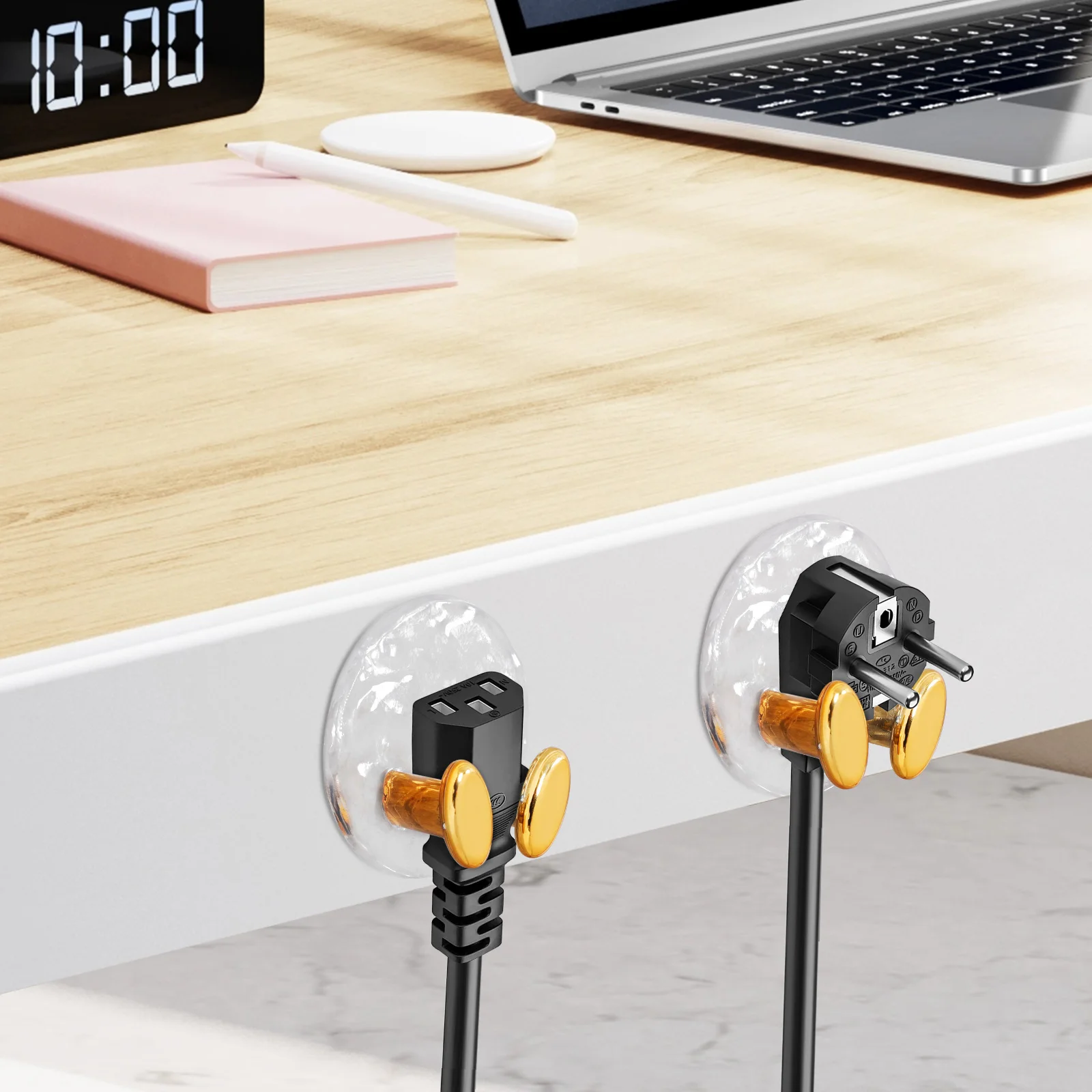 

4 Pcs Plug Hook Cable Holder with Hooks Bracket Storage Adhesive for Hanging Plastic