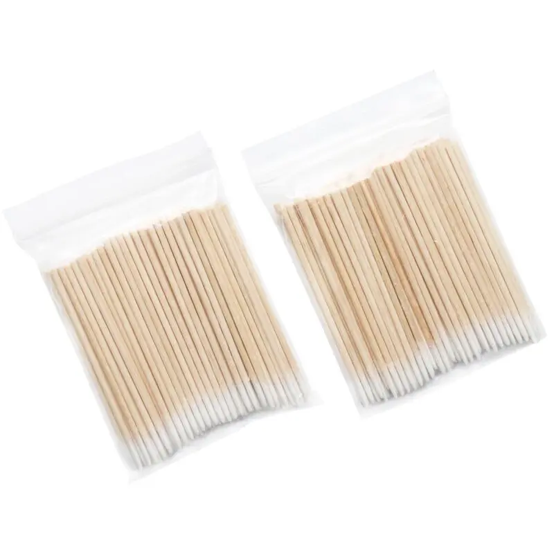 100pcs/Bag Disposable Wooden Cotton Swabs Stick Mini Tip Head Cotton Swab Eyebrow Tattoo Makeup Tools Jewelry Clean Sticks Buds