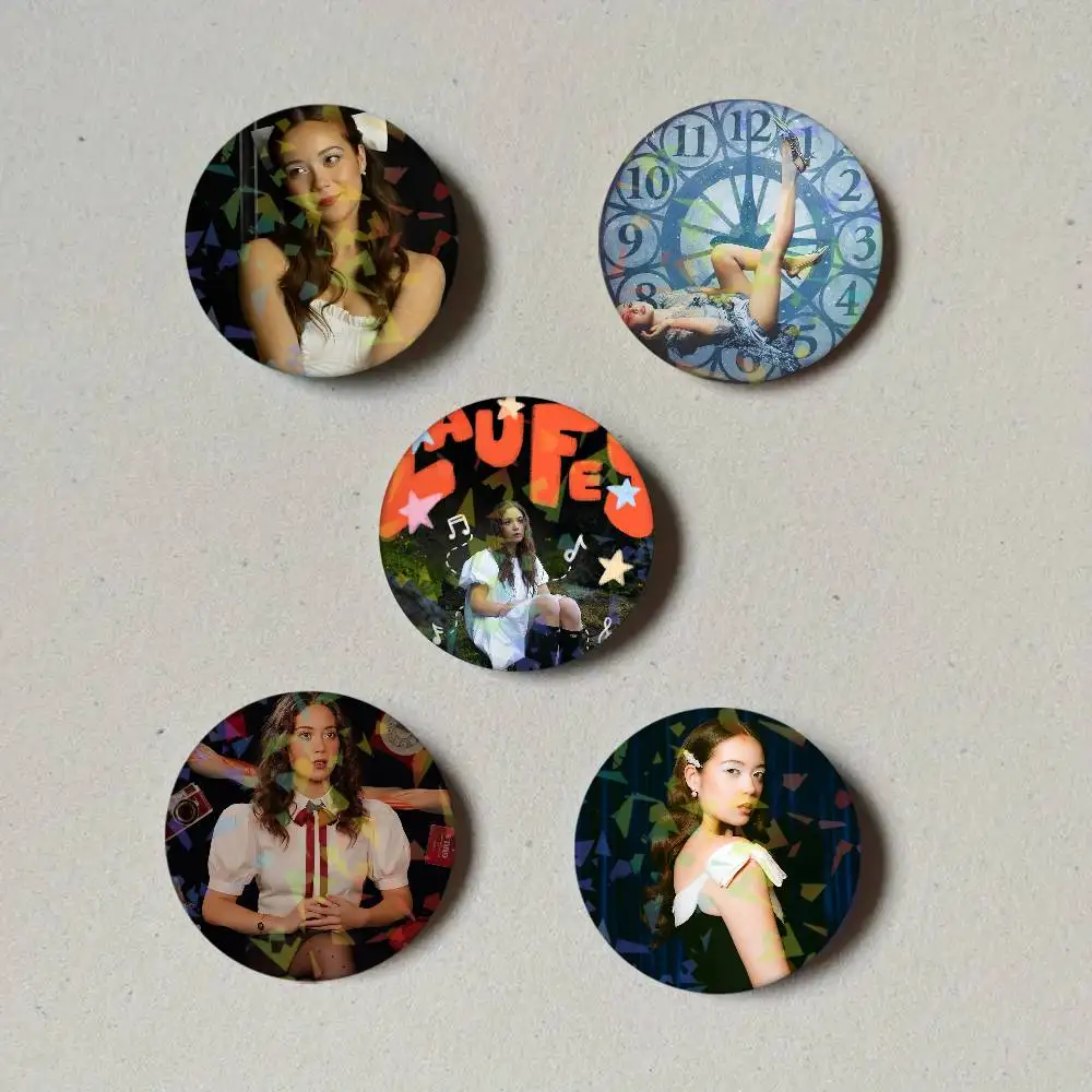 Singer L-Laufey Round Exquisite Laser Badge Brooches Creative Pins For Clothes Hat Backpack Gift Accessories