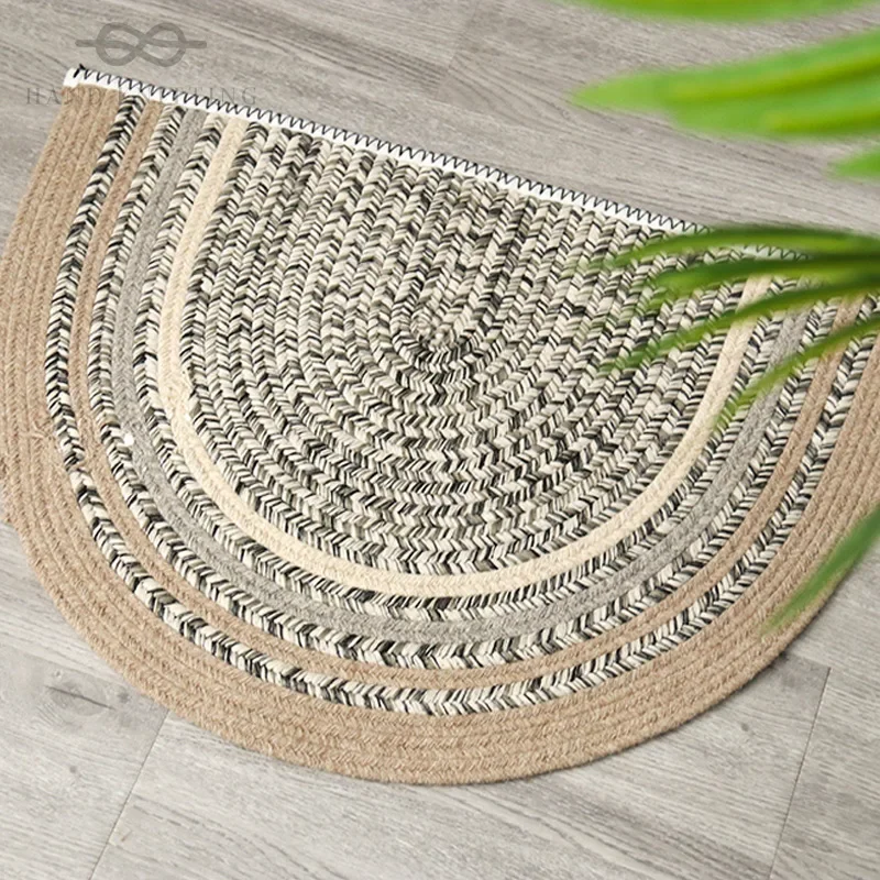 Door mats, hand-woven carpets, living room table,  bathroom, photographer household semi-circular floor mats