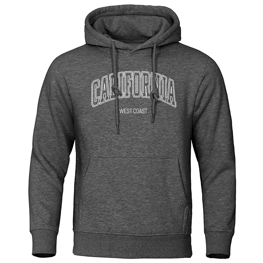 U.S.A California west coast Street Print Male Hoodie Fashion Loose Clothing Fleece Warm Sweatshirt O-Neck Pollover Hoody For Men