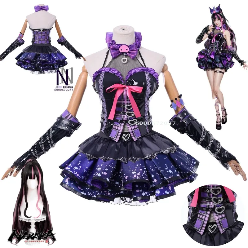 

Game Naraka: Bladepoint YuLingLong Cosplay Anime New Costume Role Playing Sexy Purple Lolita Dress Wig for Women Halloween Suit