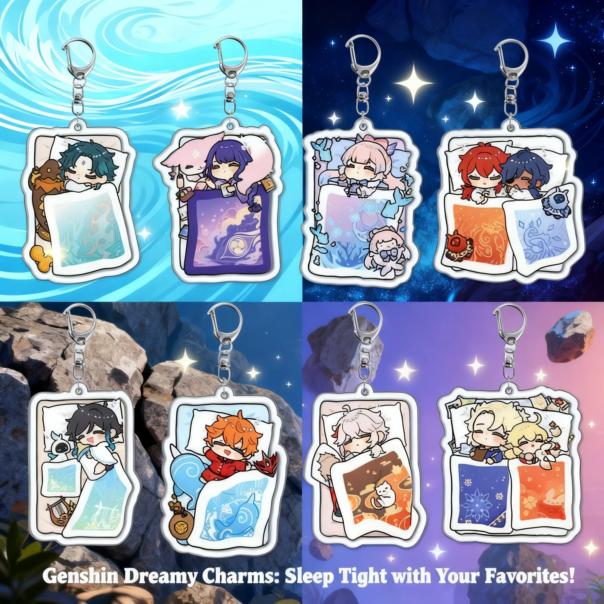 

Акриловый брелок-подвеска Genshin Impact с персонажами Венти, Клее, Суцрузой, Мона. Игровой мерч. В наличии. Аниме-аксессуары.