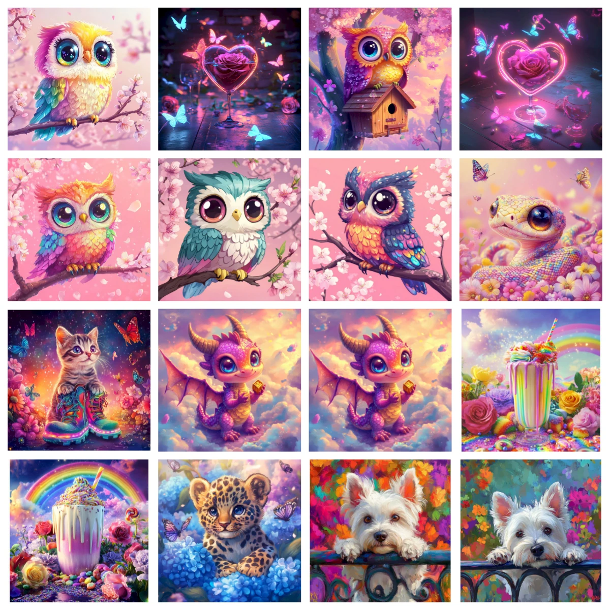 Peinture par numéros de dinosaures colorés, kit DIY, peinture acrylique à la main sur toile, image à colorier