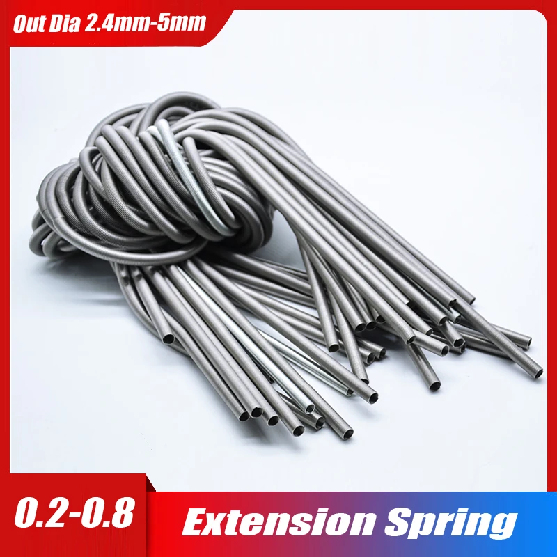 2/5/10PCS 와이어 0.2/0.4/0.5/0.6/0.8mm 1 미터 스테인레스 스틸 인장 스프링 연장 스프링 아웃 직경 2.4mm/3mm/4mm/5mm