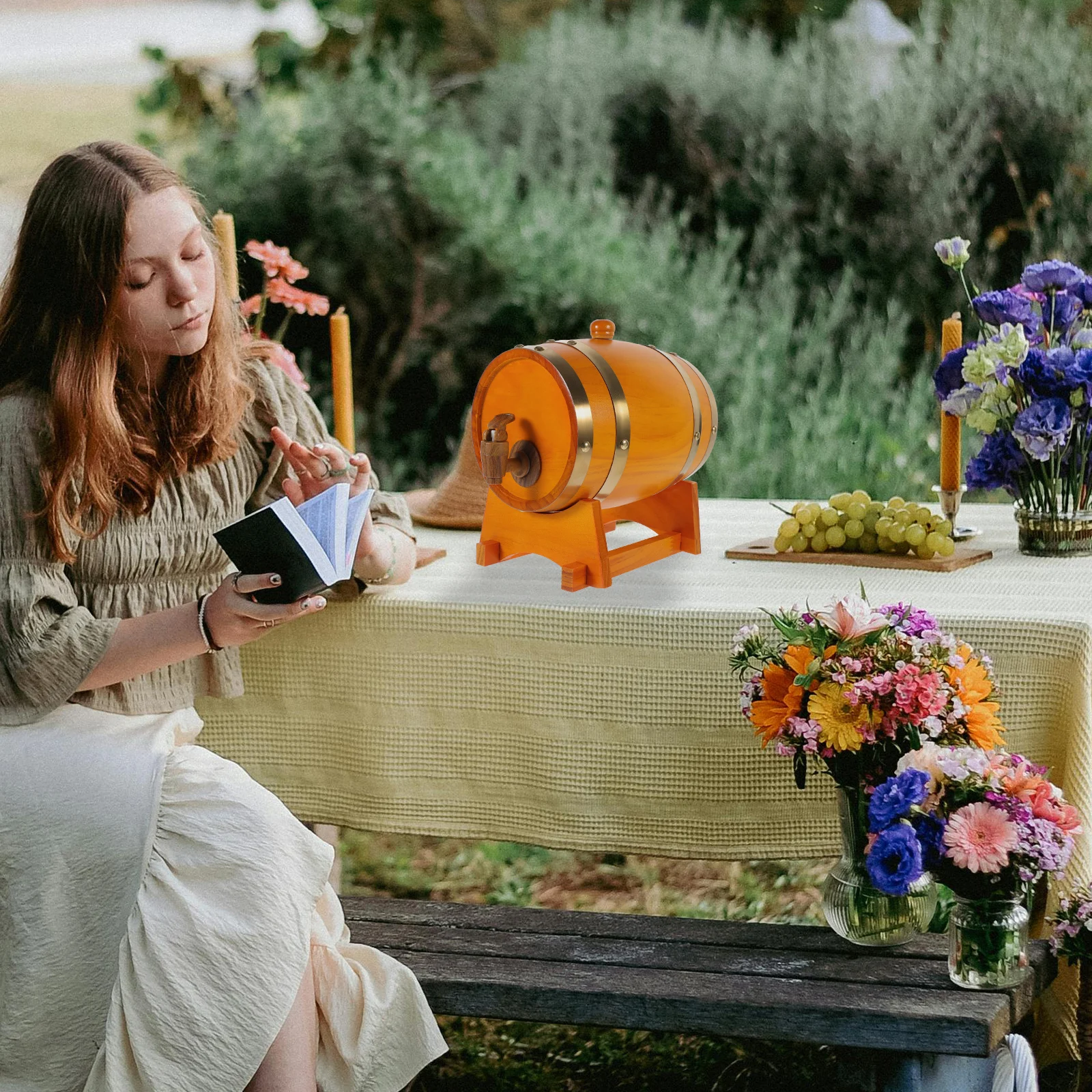 

1 Set Wine Barrel 1.5L Wooden Storage Container For Beer Wine Whiskey With Faucet Wood Dispenser Aging Barrel Household Bar