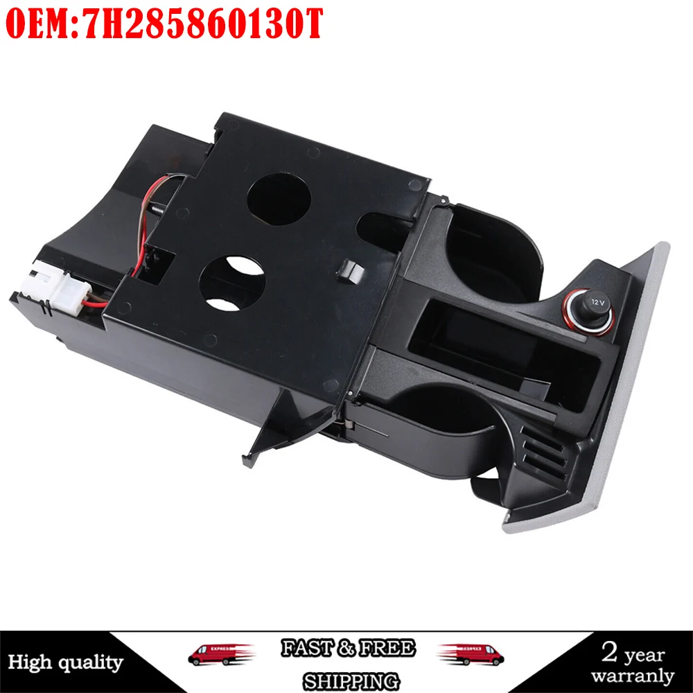 ימין כונן מאפרה מחזיק כוס Stand עבור פולקסווגן T5 Transporter מאפרה כוס מטבע בעל משקה כפול אפור 7H285860130T 7H2858601 30T
