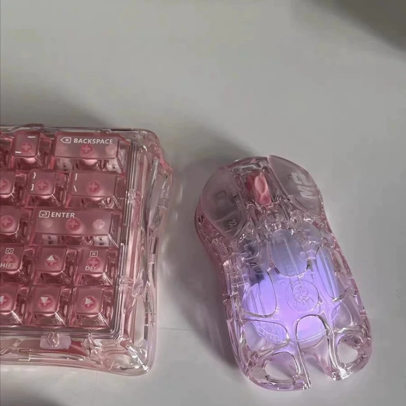 M2 Mercury Opaline White Gaming Mouse 3395 Sensor Tri Mode 29 Holes Magnesium Alloy for Home Desktop Gaming Enjoyment