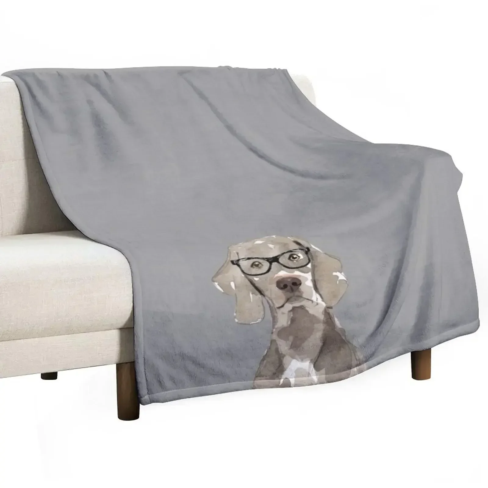 Weimaraner with glasses Throw Blanket Designers christmas decoration Bed halloween Cute Large Blankets