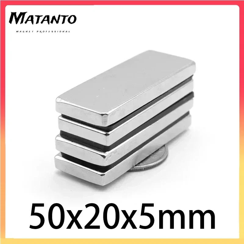 1/2/5PCS 50x20x5mm Quadrate Strong Powerful Magnets N35 Block Rectangular Neodymium Magnet Permanent Fridge Magnets Magnetic