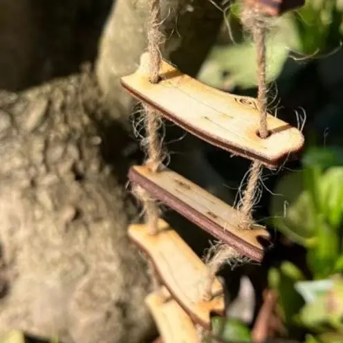 Wooden Bridge Rope Ladder, Miniature Fairy Garden Decor For Home Courtyard & Mini Landscape, Photography Prop Accessory