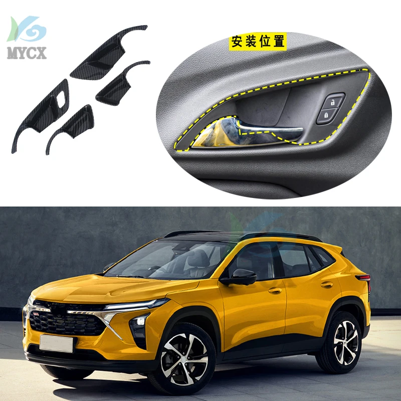 4pcs/Set Carbon Fiber Auto Interior Door Handle Cover Decoration Stickers For Chevrolet Seeker 2023