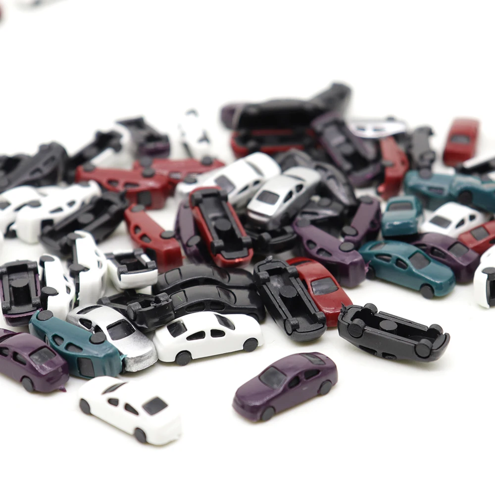 1:250-1:300 Scale Miniature Painted Model Cars ABS Plastic Vehicle Toys For Railroad Street Parking Scenery Diorama Crafts