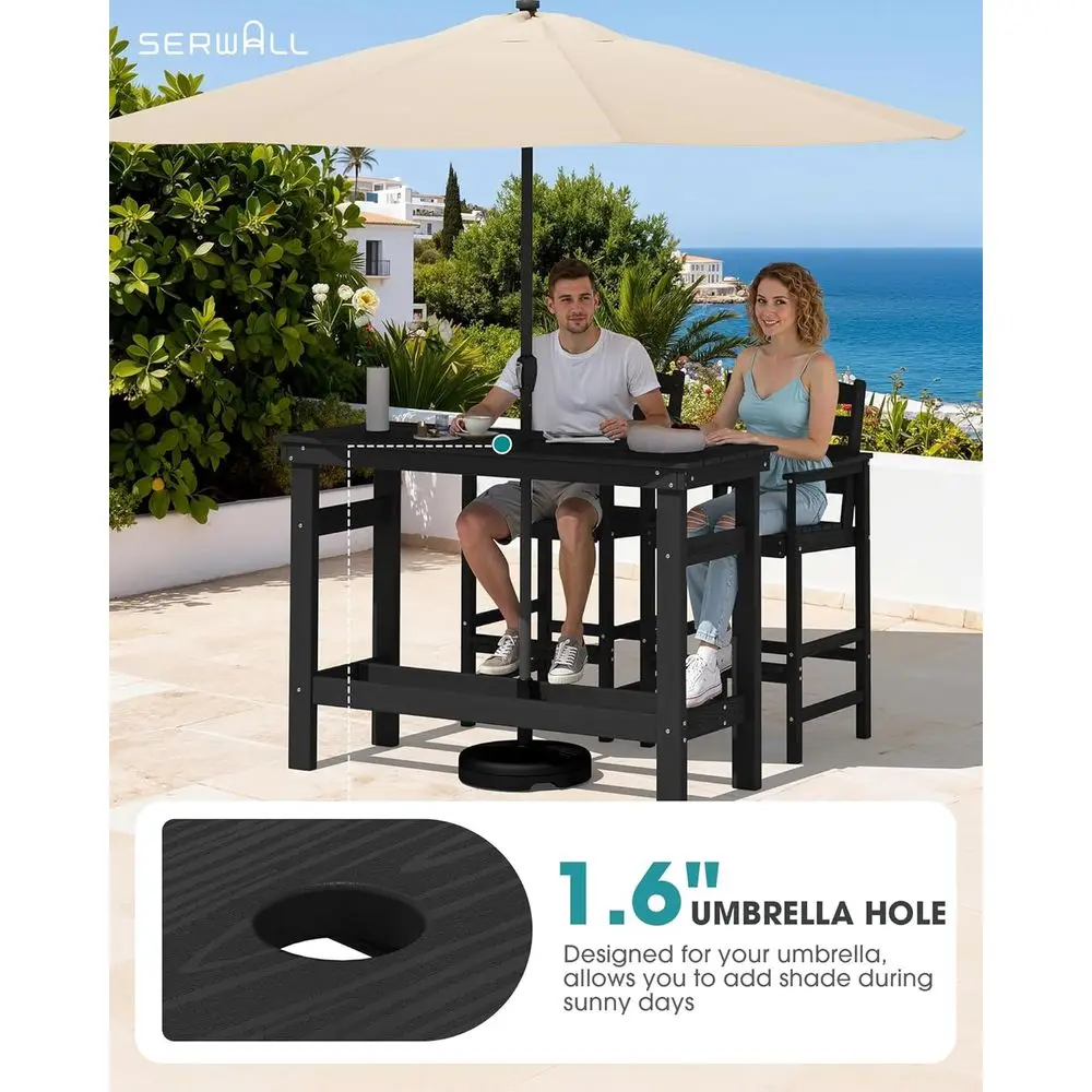 Outdoor Bar Set - 2 Adirondack Bar Chairs & Bar Height Table with 1.6