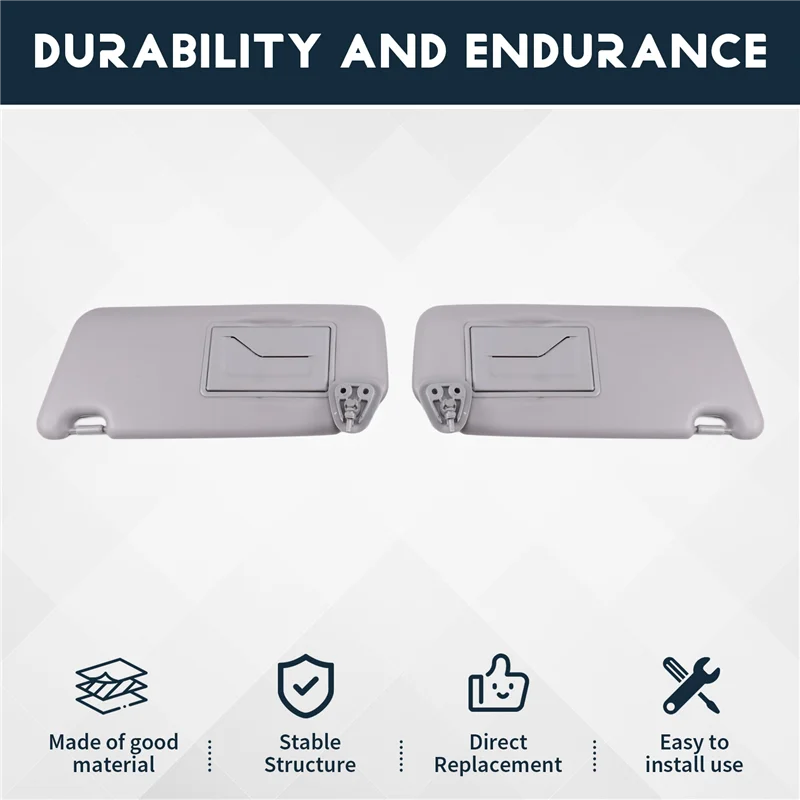 

AB96-1Pair Car Sun Visor Inside Sunshade Gray For Hyundai I30 I30CW 2008-2011 85201-2L020 85202-2L020