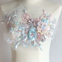 3D Flower Embroidery Lace Applique Sequins hot Drill Nail Beads Hand-Made DIY Applique Garment Decorative lace Accessories