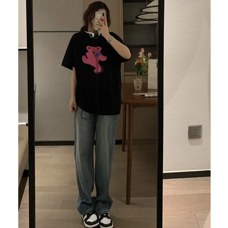 

Trousers Jeans Youthful Woman Clothes Baggy Y2K Denim High Waist Streetwear Vintage Fashion Oversize Wide Leg Cut Loose Fit