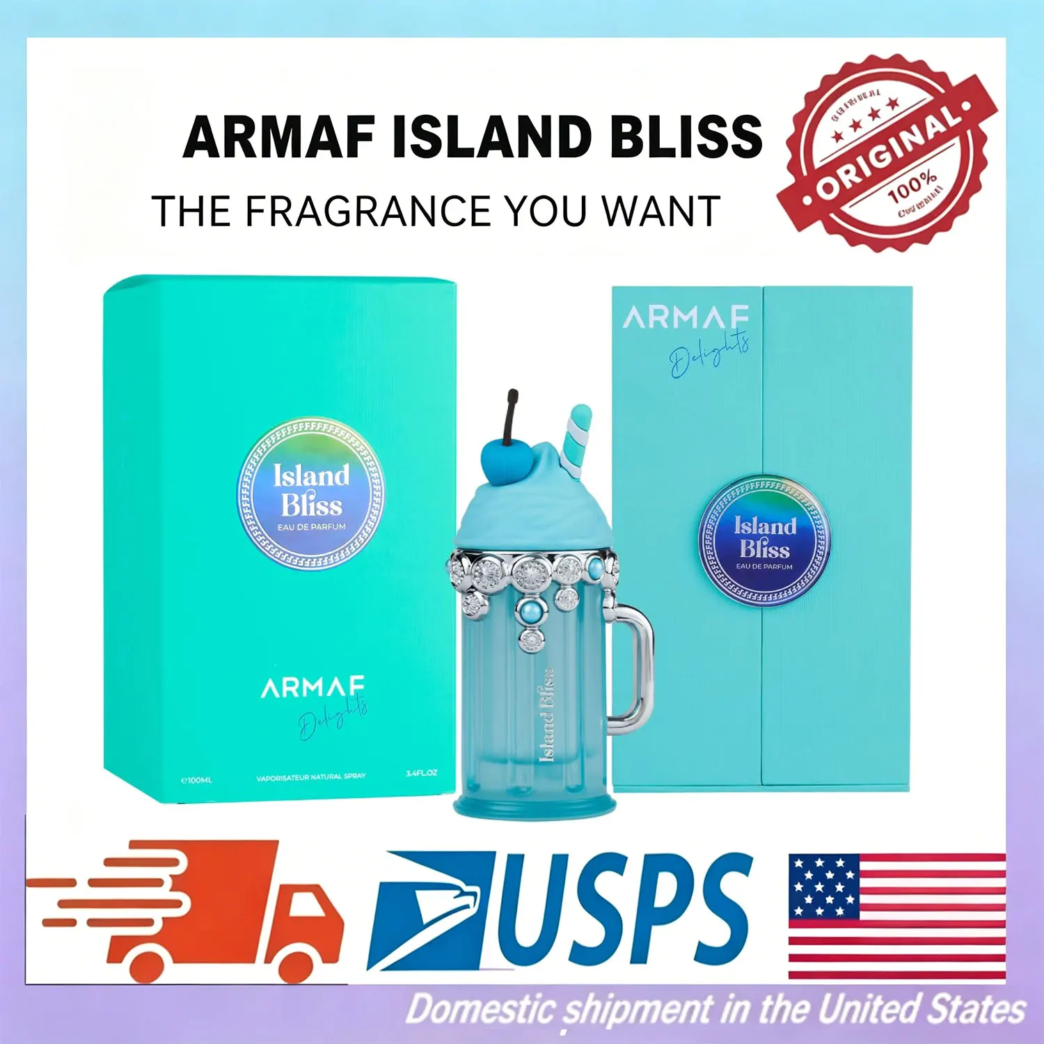 

Delights Island Bliss Eau de Parfum Spray Armaf for Men, 3.4 oz /100ml Long Lasting Woody Masculine Fragrance Perfume