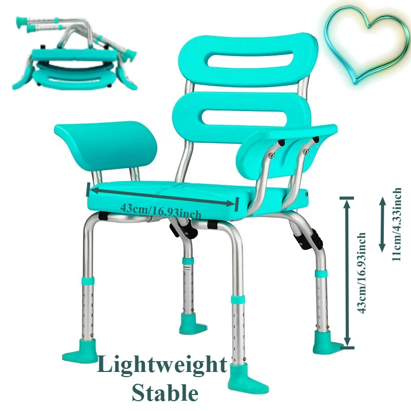 كرسي استحمام خاص لكبار السن، مقعد حمام واسع للغاية ومضاد للانزلاق للمرضى، تصميم مضاد للطرف، أدوات استحمام للتنقل