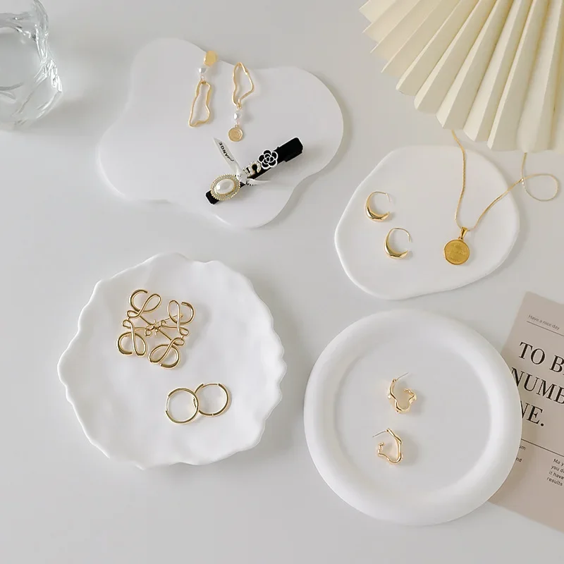 

INS Gypsum Plate Jewelry Storage Nail Jewelry Display Plate Photography Decoration Props Background Photography