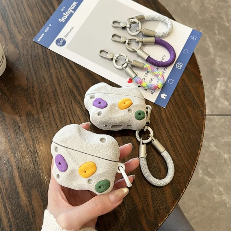 INS Cloud Puffy Rock Style Fashion Headphones Case Cute Colorful Dots with Strap for AirPods 4 5 Pro 2 Pro3 Special Unique Cover