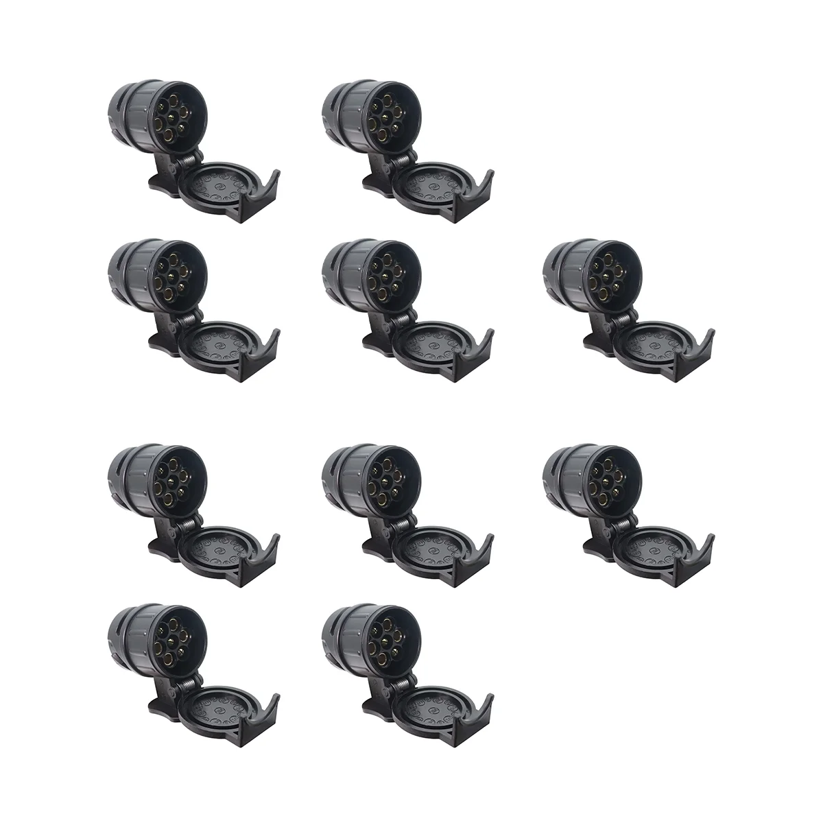 10Pcs 12V 7 Pin Car Euro Trailer Socket RV Power Cord Socket Waterproof Connector for RV Euro