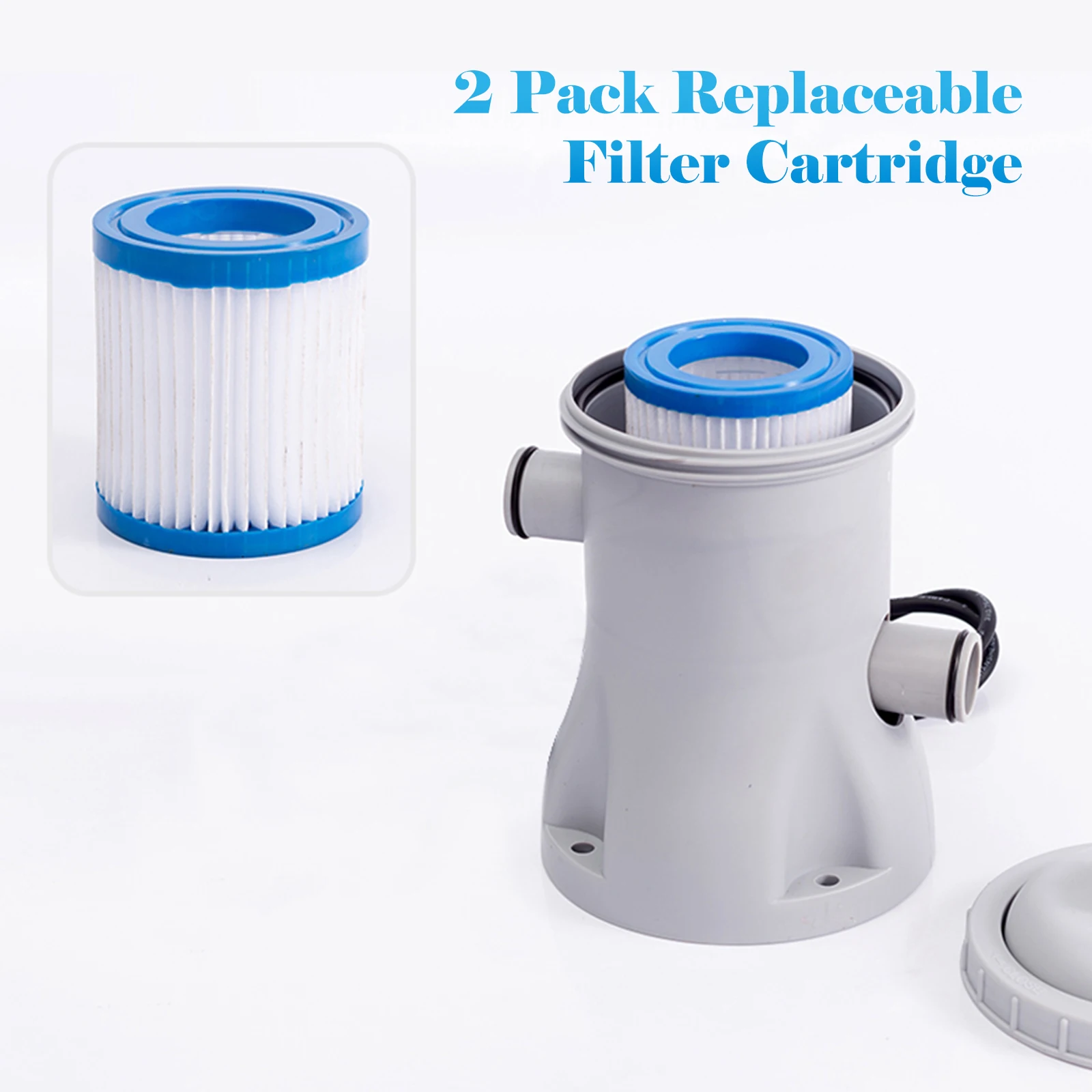 330 GPH Electric Pool Filter Pump, Small Above Ground Water Pump with 2 Filter Cartridges for Paddling Pool